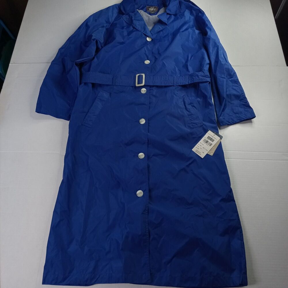 Vintage Woolrich Ladies Stashaway Trenchcoat Women's Size M Medium Blue‎ Nylon